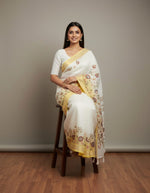 Thumbnail for Morchari Mal Chanderi with all over Kantha Hand Work Saree - Distacart