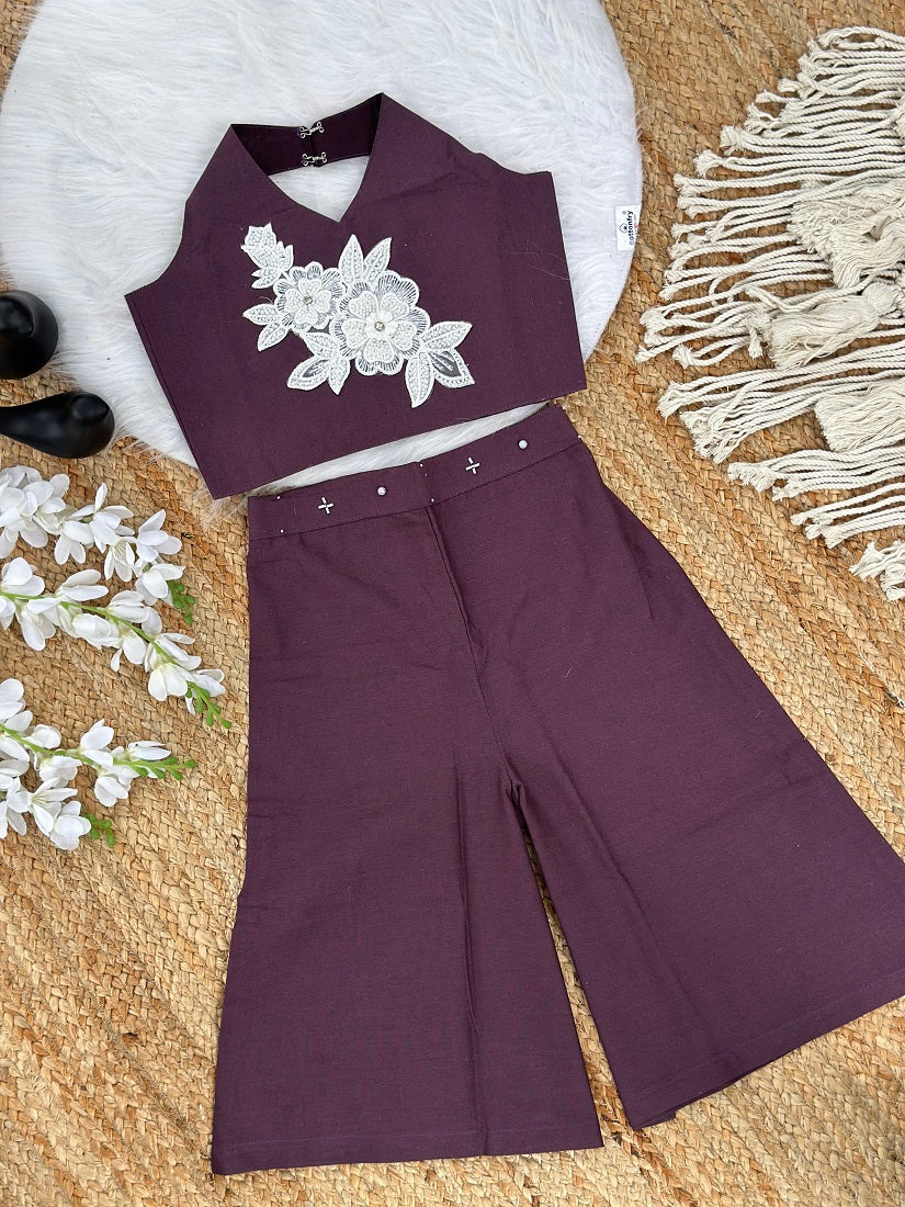 Evanik Brown Pure Khadi Cotton With Patch Work Kids Summer Co-Ord Set - Dista