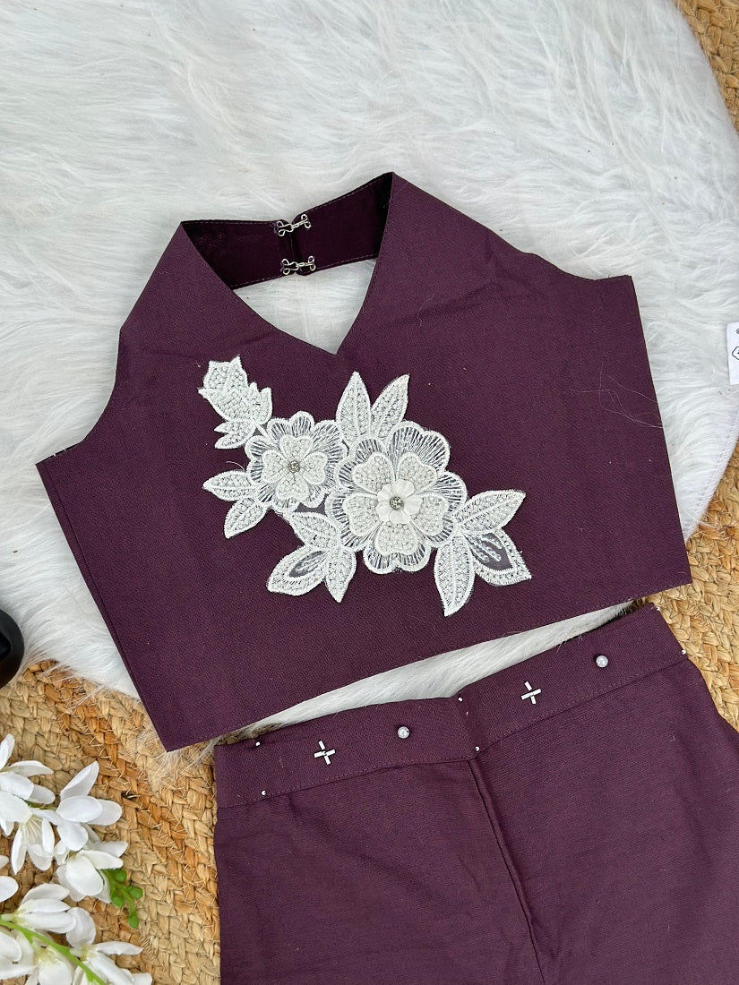 Evanik Brown Pure Khadi Cotton With Patch Work Kids Summer Co-Ord Set - Dista