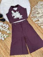 Thumbnail for Evanik Brown Pure Khadi Cotton With Patch Work Kids Summer Co-Ord Set - Dista