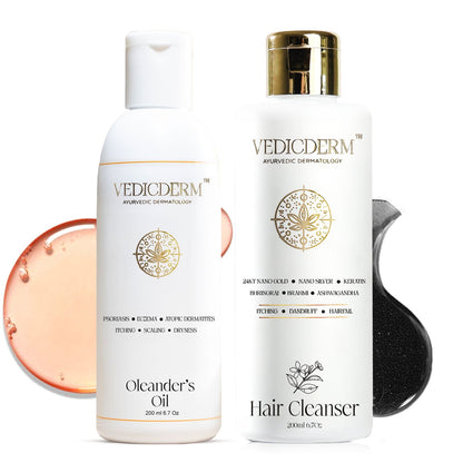 VedicDerm Sensitive Scalp Bundle for Psoriasis, Dandruff, & Itchy Scalp - Distacart
