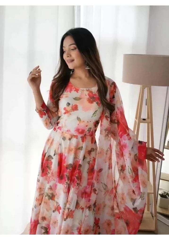 Dishitha Creation Women Floral Printed Designer Gown - Pink - Distacart