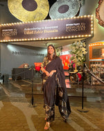 Thumbnail for trueBrowns Black Metallic Ready To Wear Saree