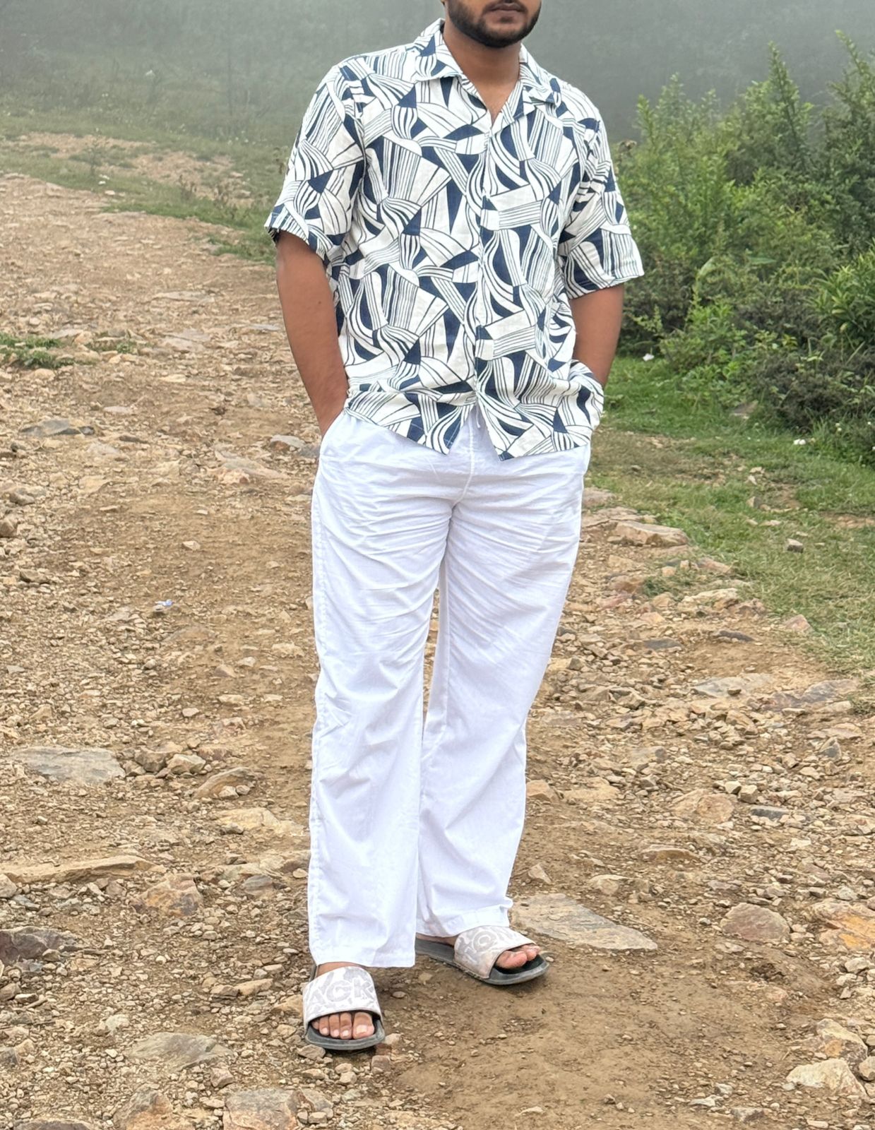 Fabmade Men’S Abstract Print Cuban Collar Shirt - Distacart