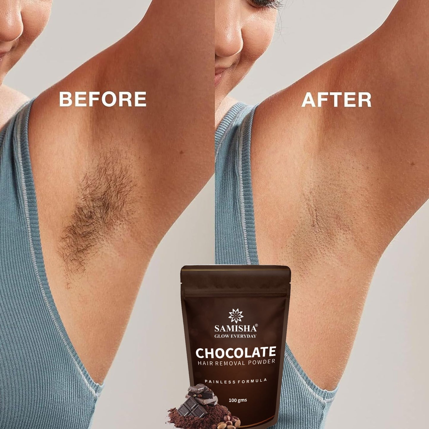 Samisha Chocolate Bikini Hair Removal Powder - Distacart