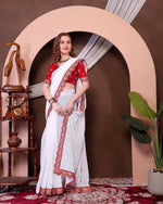 Thumbnail for Teeya Creation White Color Georgette Fabric Chikankari Work Saree - Distacart