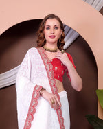 Thumbnail for Teeya Creation White Color Georgette Fabric Chikankari Work Saree - Distacart