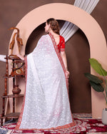 Thumbnail for Teeya Creation White Color Georgette Fabric Chikankari Work Saree - Distacart