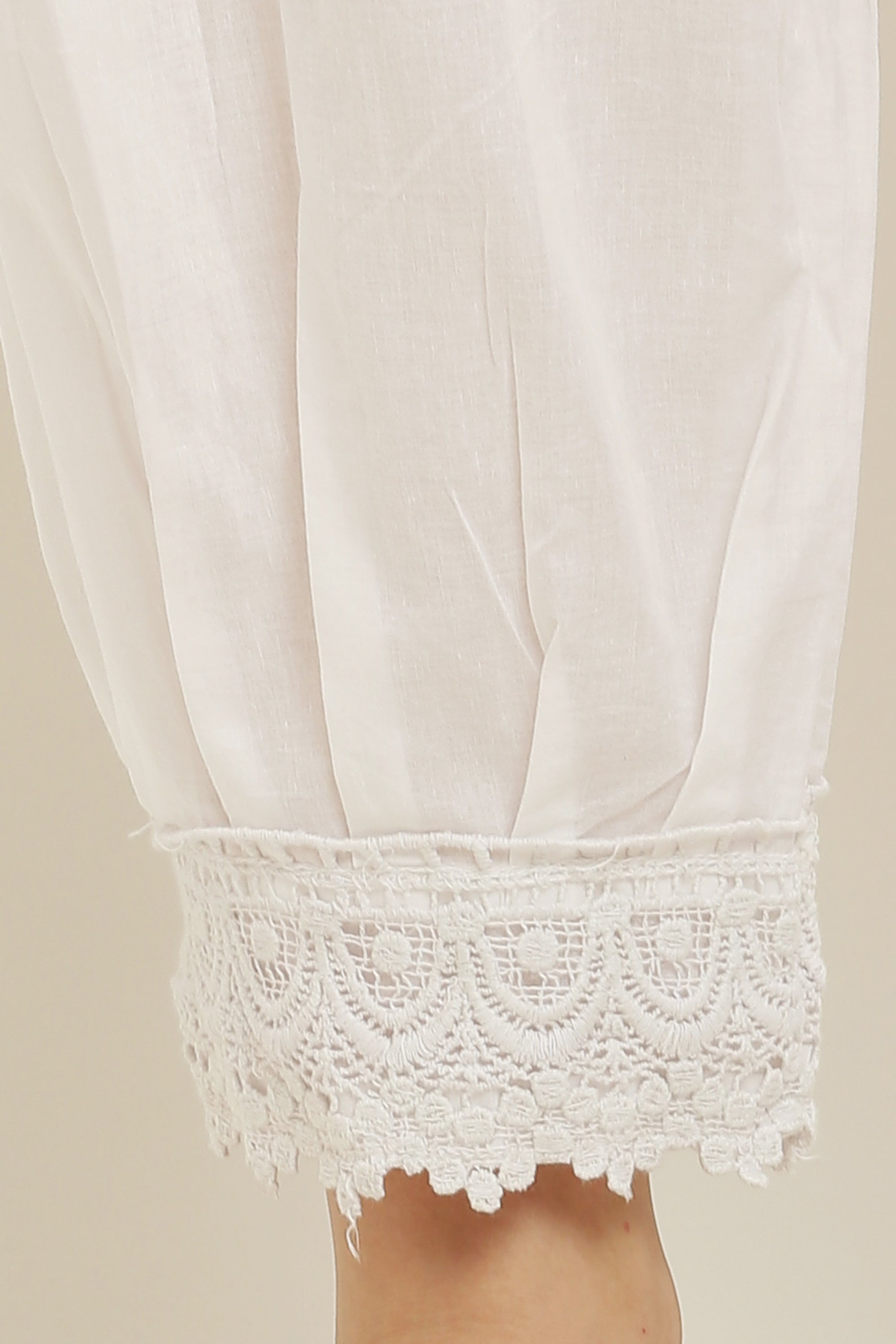 PAVONINE White Color Afghani Style Lace Hem Cotton Fabric Palazzo For Women - Distacart