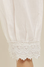 Thumbnail for PAVONINE White Color Afghani Style Lace Hem Cotton Fabric Palazzo For Women - Distacart