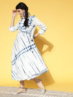 Thumbnail for Yufta White & Blue Tie-Dyed Dress - Distacart