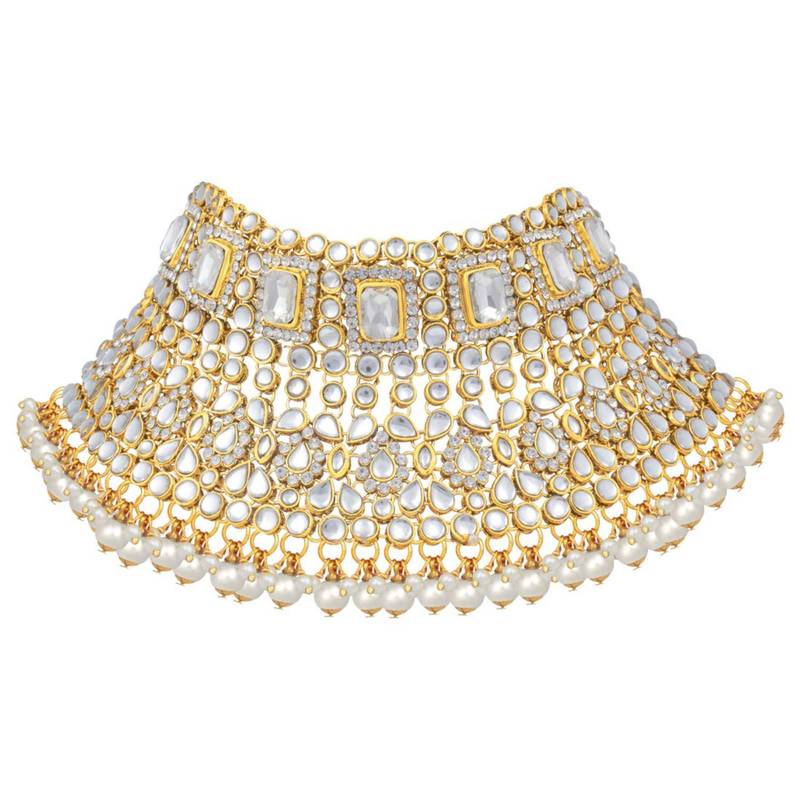 Jewel City Complete Bridal Kundan Jewelry Set - 8-Piece Royal Indian Wedding Collection with Choker, Rani Haar, Earrings, Maang Tikka & Mathapatti