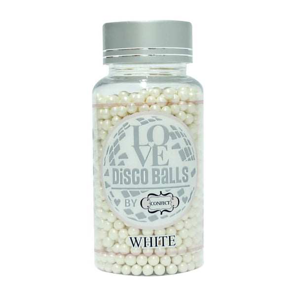 confect white disco balls sprinkles 4 mm 120 gms