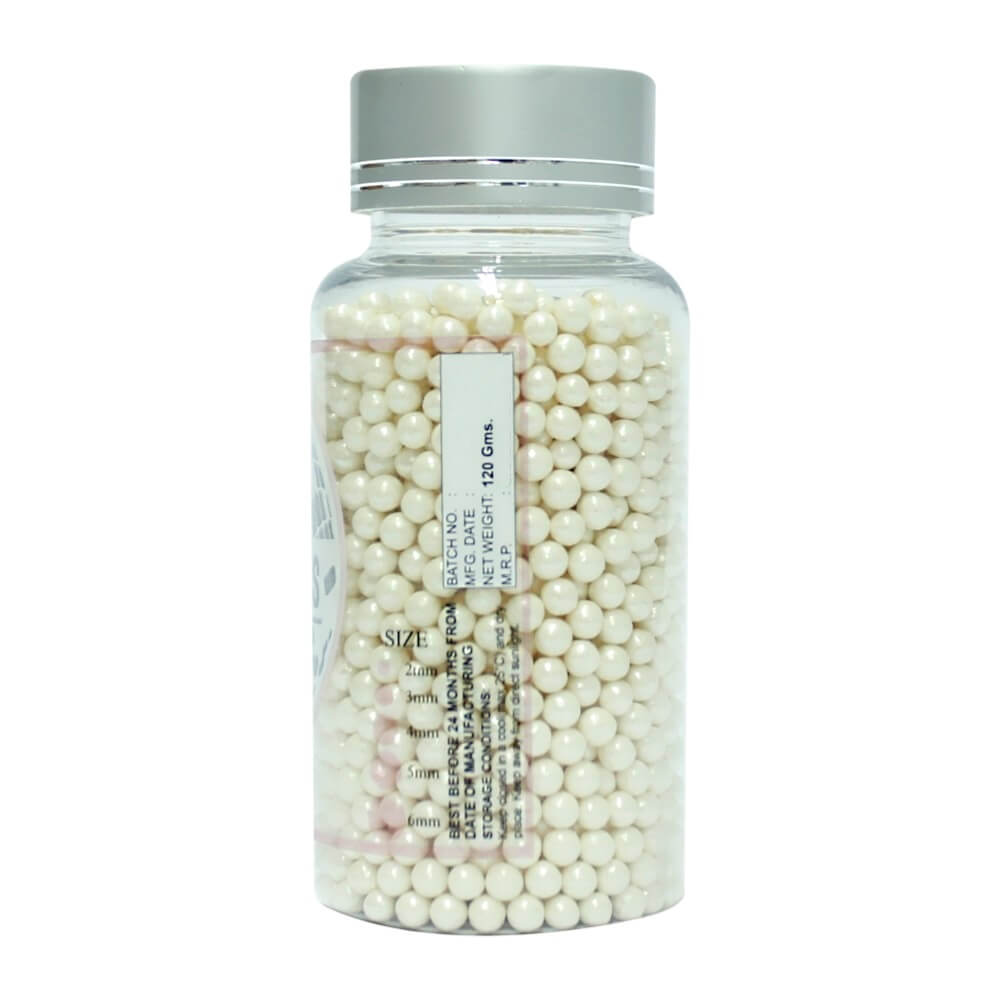 confect white disco balls sprinkles 4 mm 120 gms