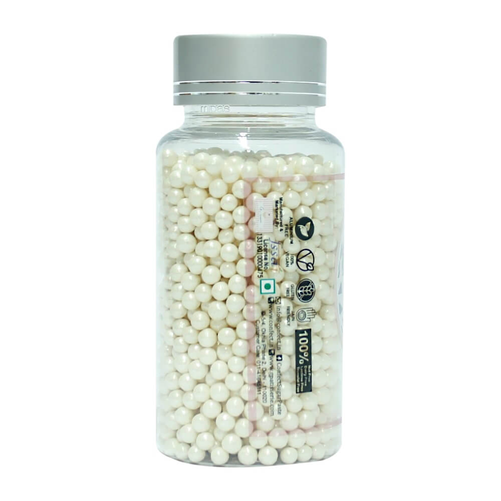 confect white disco balls sprinkles 5 mm 120 gms