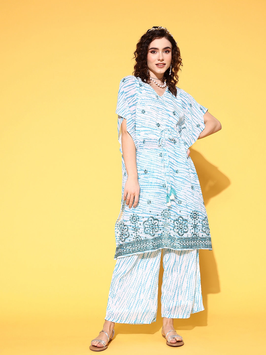 Yufta White Printed Co-ord Set - Distacart