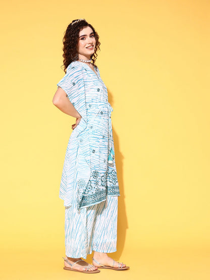 Yufta White Printed Co-ord Set - Distacart