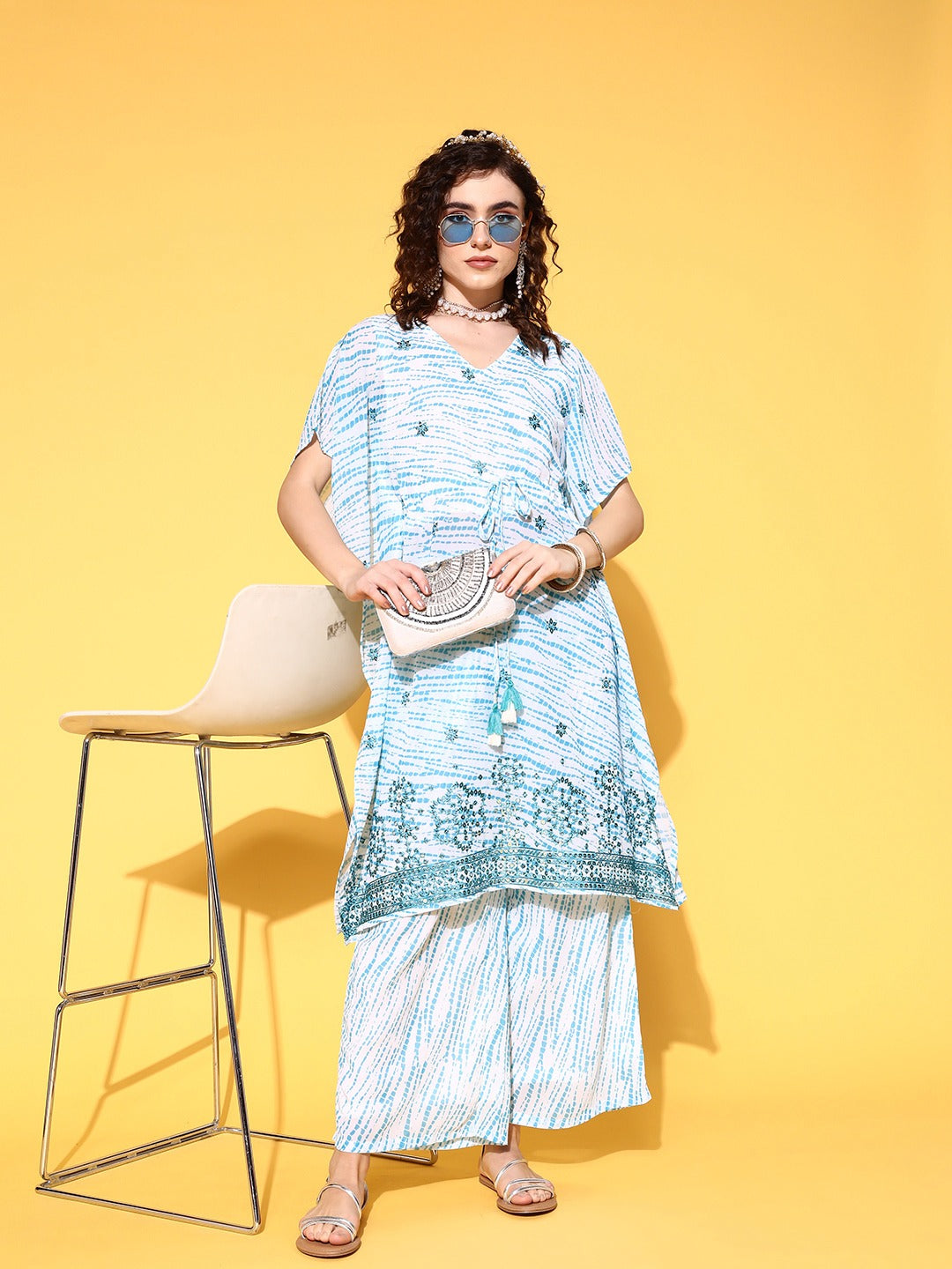 Yufta White Printed Co-ord Set - Distacart