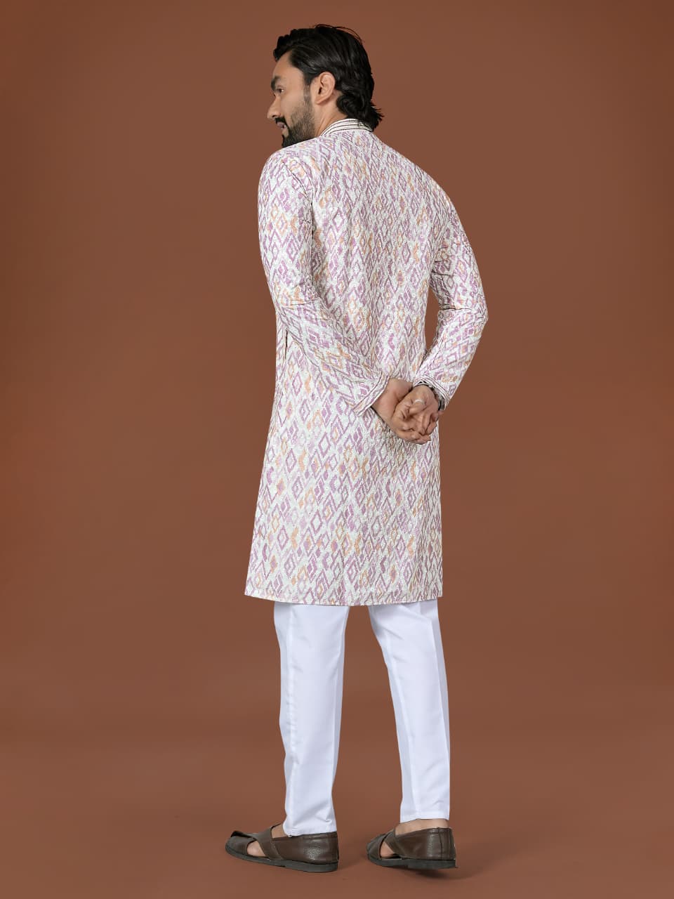 Anaita White Lucknowi Silk Straight Kurta - Distacart