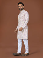 Thumbnail for Anaita White Lucknowi Silk Straight Kurta - Distacart