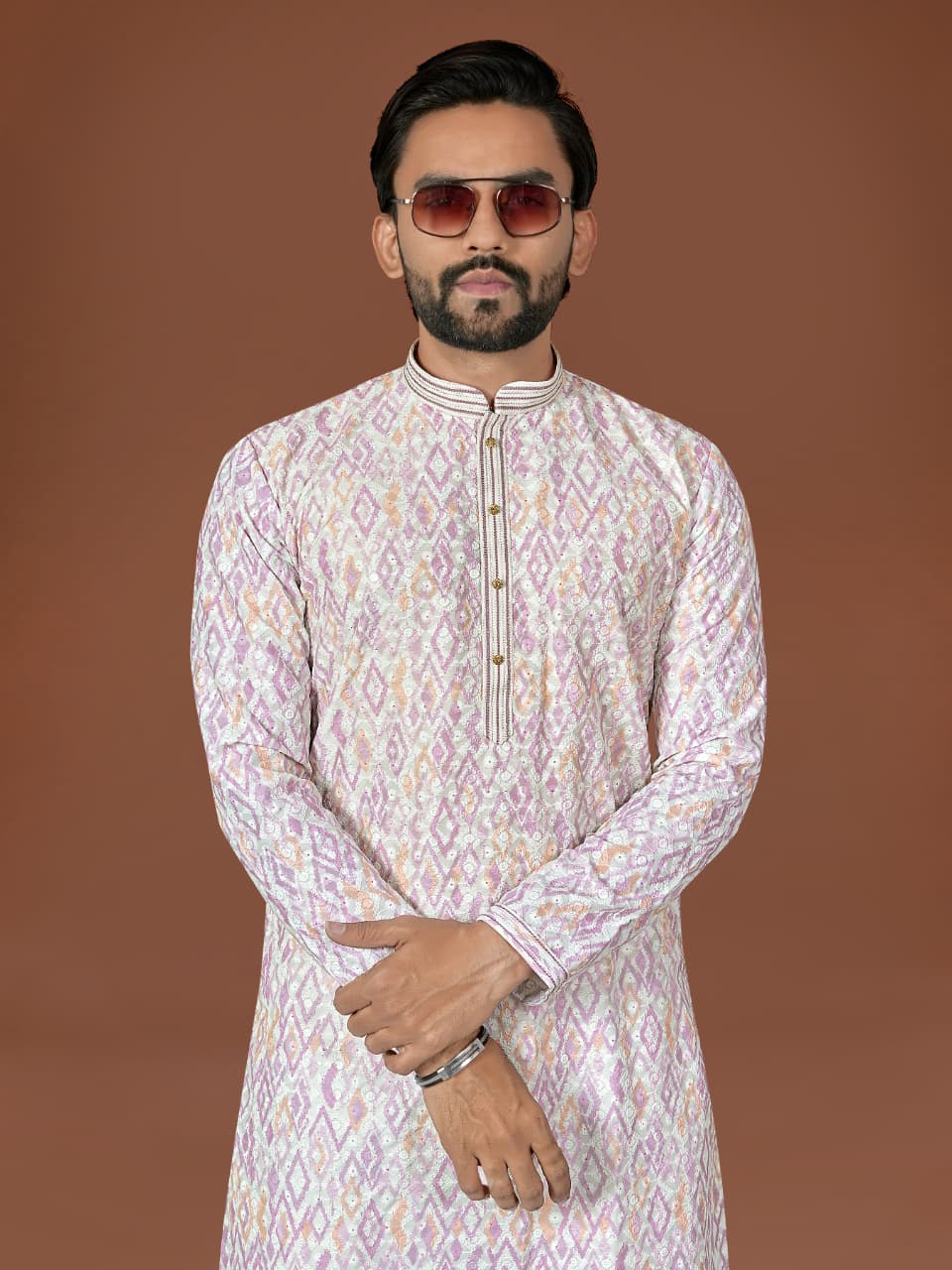 Anaita White Lucknowi Silk Straight Kurta - Distacart