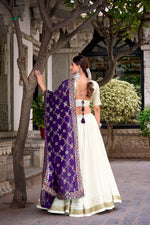 Thumbnail for Lorenvalley Fashion White Pure Rayon Lace Touch Up Lehenga Choli with Dupatta