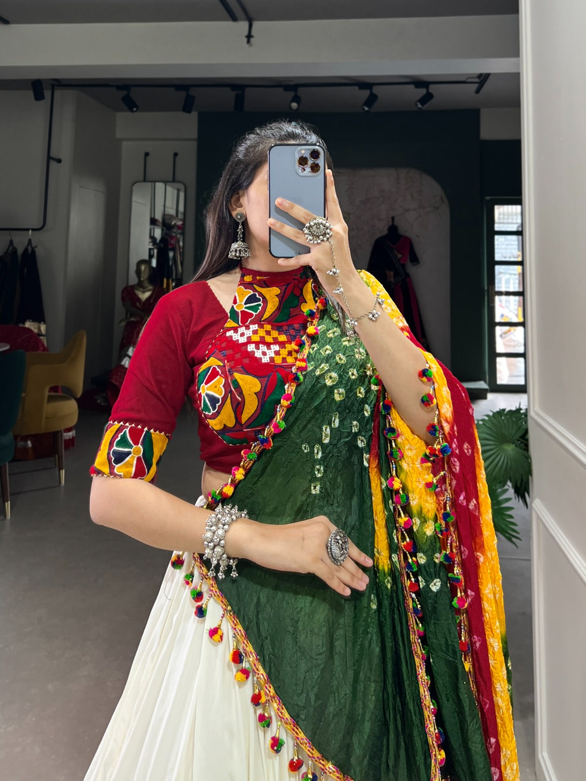 Lorenvalley White Pure Rayon with Plain With Gota Patti Touch Up Lehenga Choli - Distacart