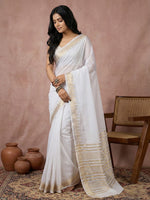 Thumbnail for Anaita White Cotton Saree With Blouse - Distacart