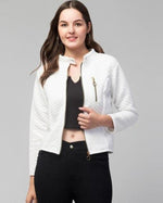 Thumbnail for PAVONINE White Color Burfi-Design Zipper Jacket For Girls - Distacart