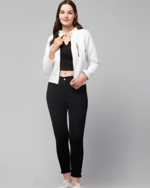 PAVONINE White Color Burfi-Design Zipper Jacket For Girls - Distacart