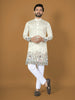 Anaita White Embroidery Silk Straight Kurta - Distacart