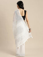 Thumbnail for Anaita White Linen Saree With Blouse - Distacart