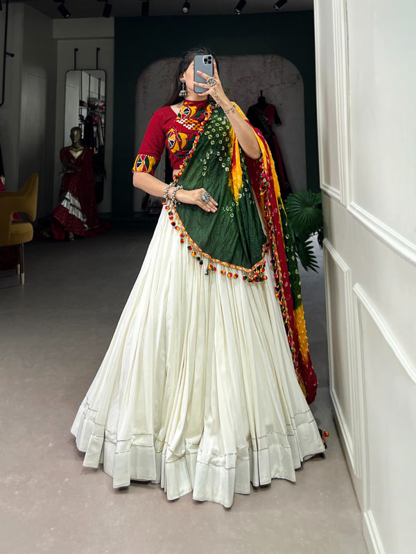Lorenvalley White Pure Rayon with Plain With Gota Patti Touch Up Lehenga Choli - Distacart