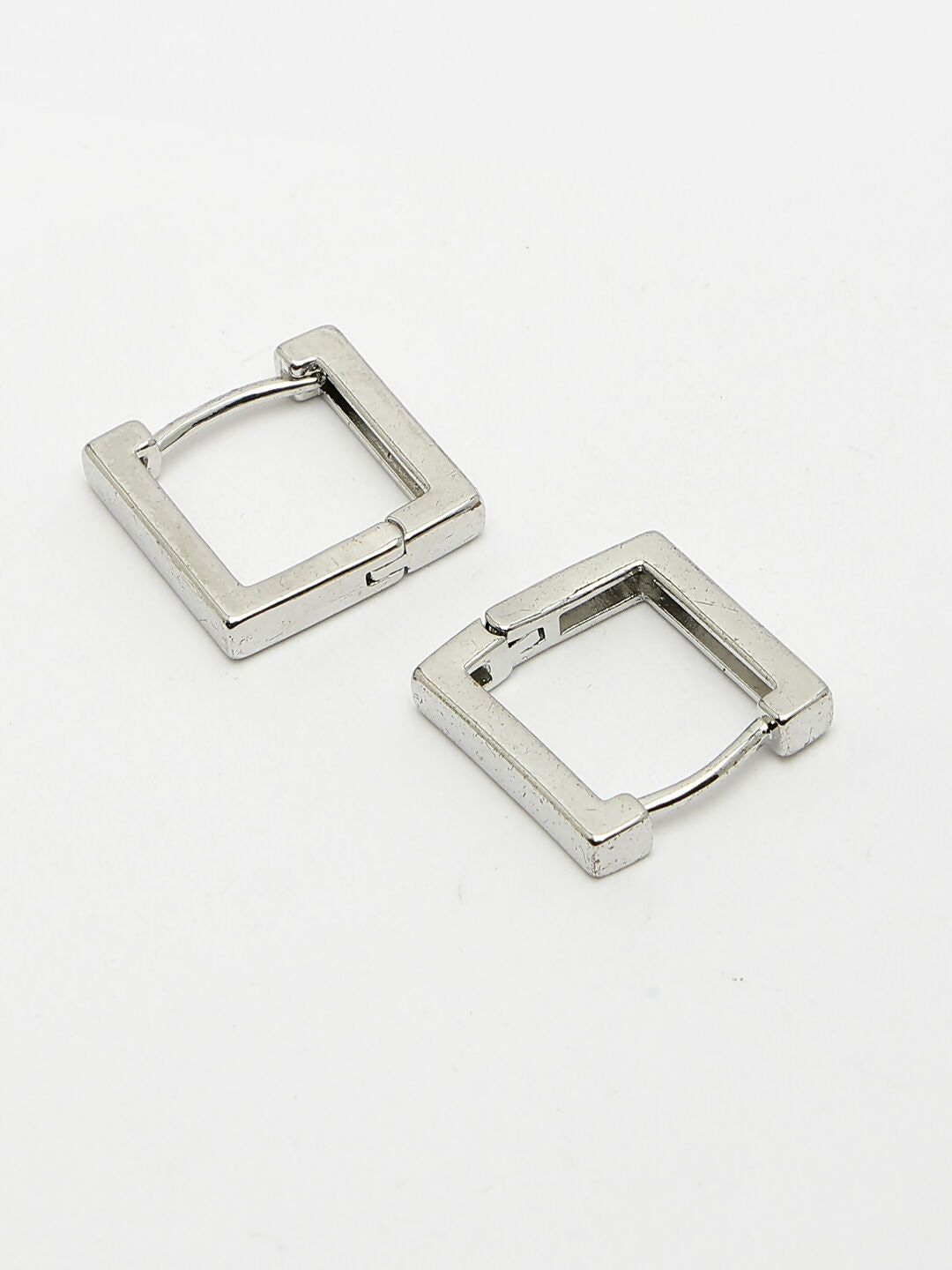NVR Men's Silver-Plated Geometric Shape Stainless Steel Hoop Earrings - Distacart