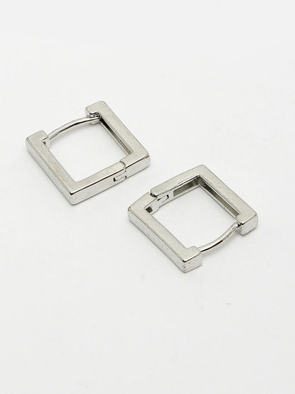 NVR Men's Silver-Plated Geometric Shape Stainless Steel Hoop Earrings - Distacart