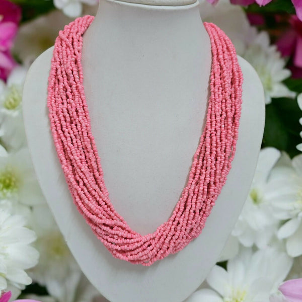 Inhanns Handmade Beaded Multilayer Necklace, 20 Layers - Light Pink - Distacart