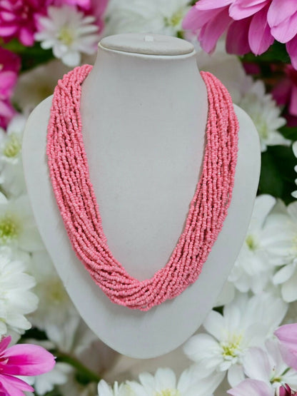 Inhanns Handmade Beaded Multilayer Necklace, 20 Layers - Light Pink - Distacart