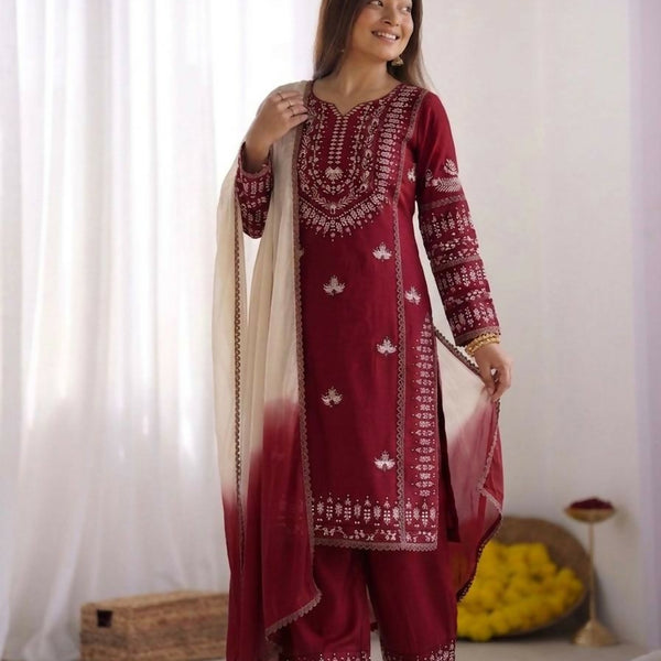 Teeya Creation Womens Trendy Stylish Embroidery Thread Work Kurta Set - Dista