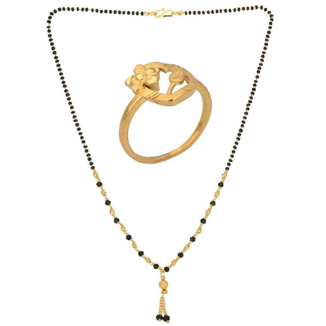 AanyaCentric Gold-plated Mangalsutra & Ring Set - Distacart