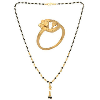 AanyaCentric Gold-plated Mangalsutra & Ring Set - Distacart