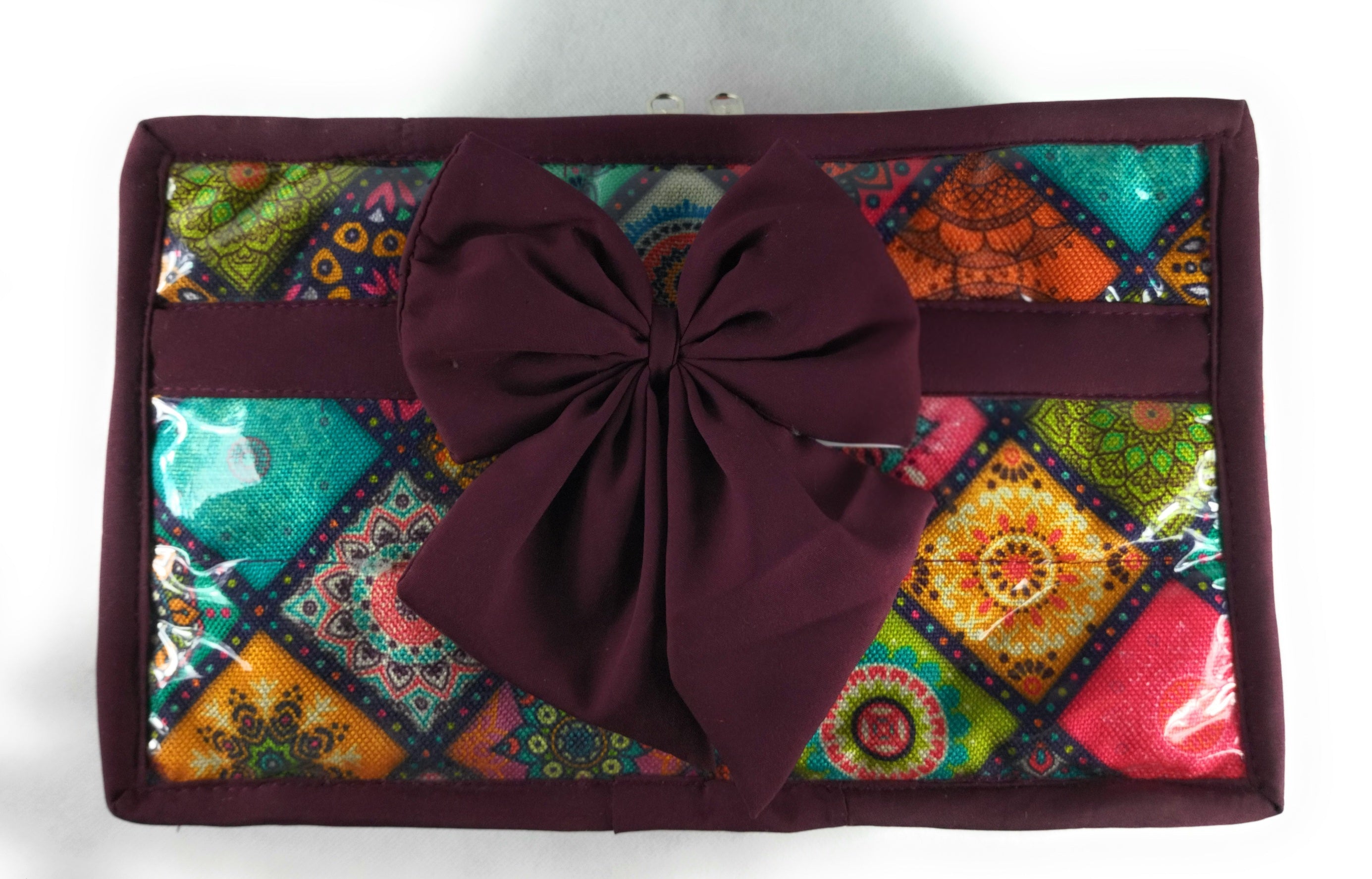 Asmaani Satin 6 Pocket Wine Bow Jewellery Kit