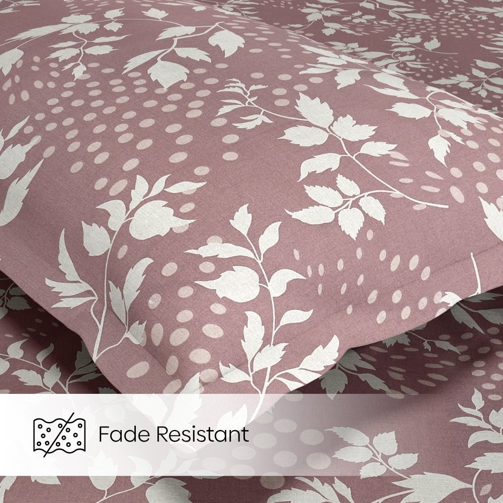 Haus & Kinder Wine foliage 100% Cotton Double Fitted Bedsheet, 144 TC - Dista