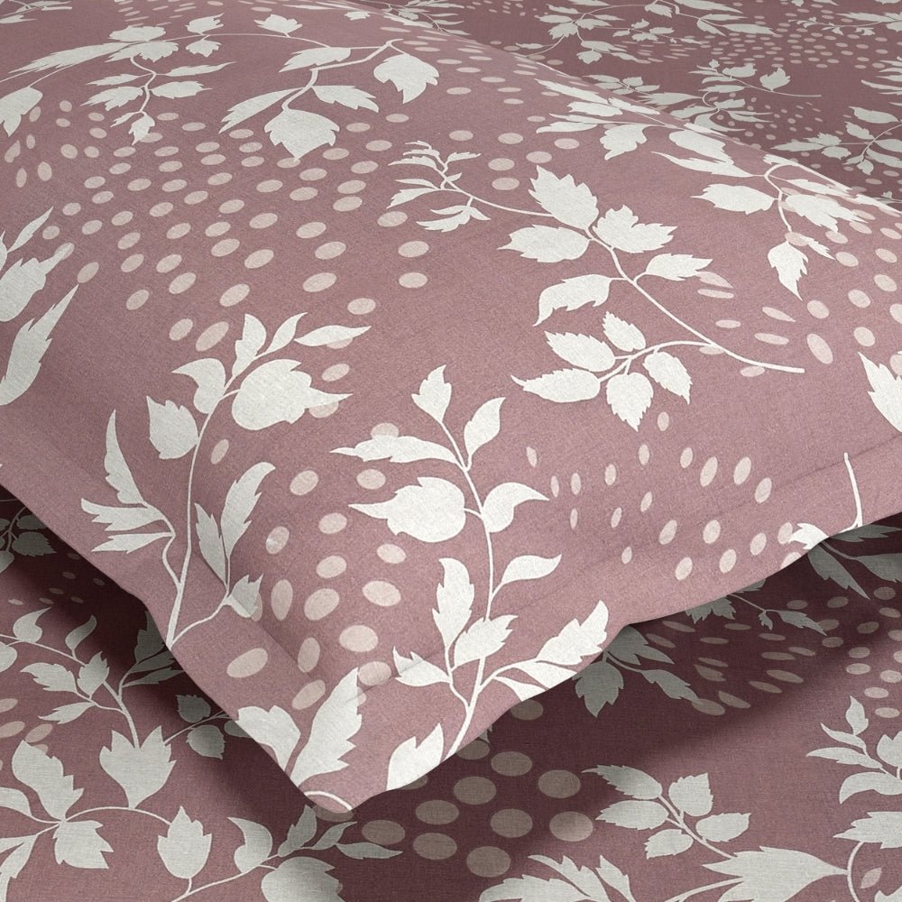 Haus & Kinder Wine foliage 100% Cotton Double Fitted Bedsheet, 144 TC - Dista