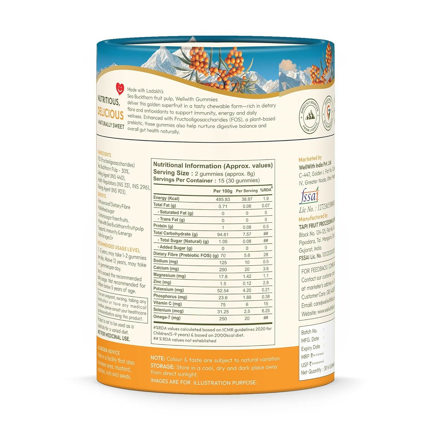 Wellwith Sea buckthorn Vitamin C Rich, multivitamin supplement, Immunity Gummies - Distacart