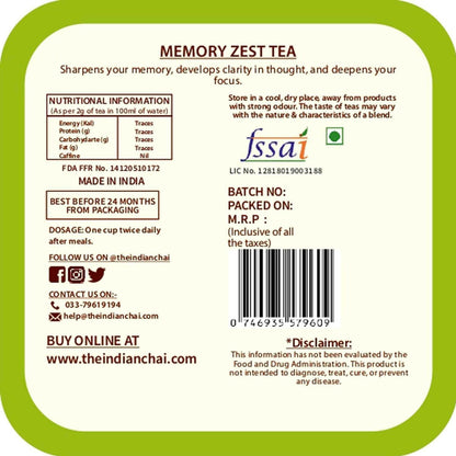 The Indian Chai - Memory Zest Tea - Distacart