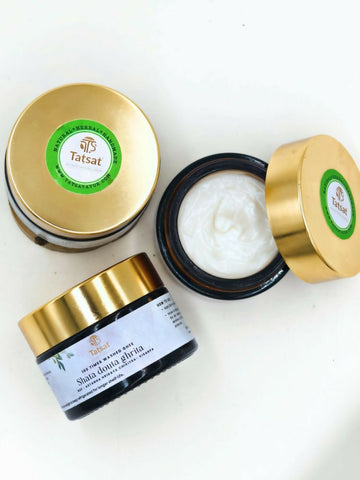 Tatsat Shata Dhauta Ghrita Infused With (Harshingar Flower Absolute)- 100 Times Washed Desi Cow A2 Ghee Moisturizing Cream - Distacart