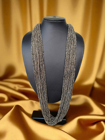 Inhanns Rangsaaz 20-Layer Luxe Long Beaded Only Necklace - Silver Only Necklace - Distacart