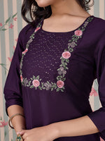 Thumbnail for Ode by House of Pataudi Women Embroidered Straight Kurta - Distacart