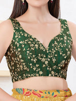 Thumbnail for Joban Fashion Dark-Green Mulberry Silk Sleeveless Back Open Blouse