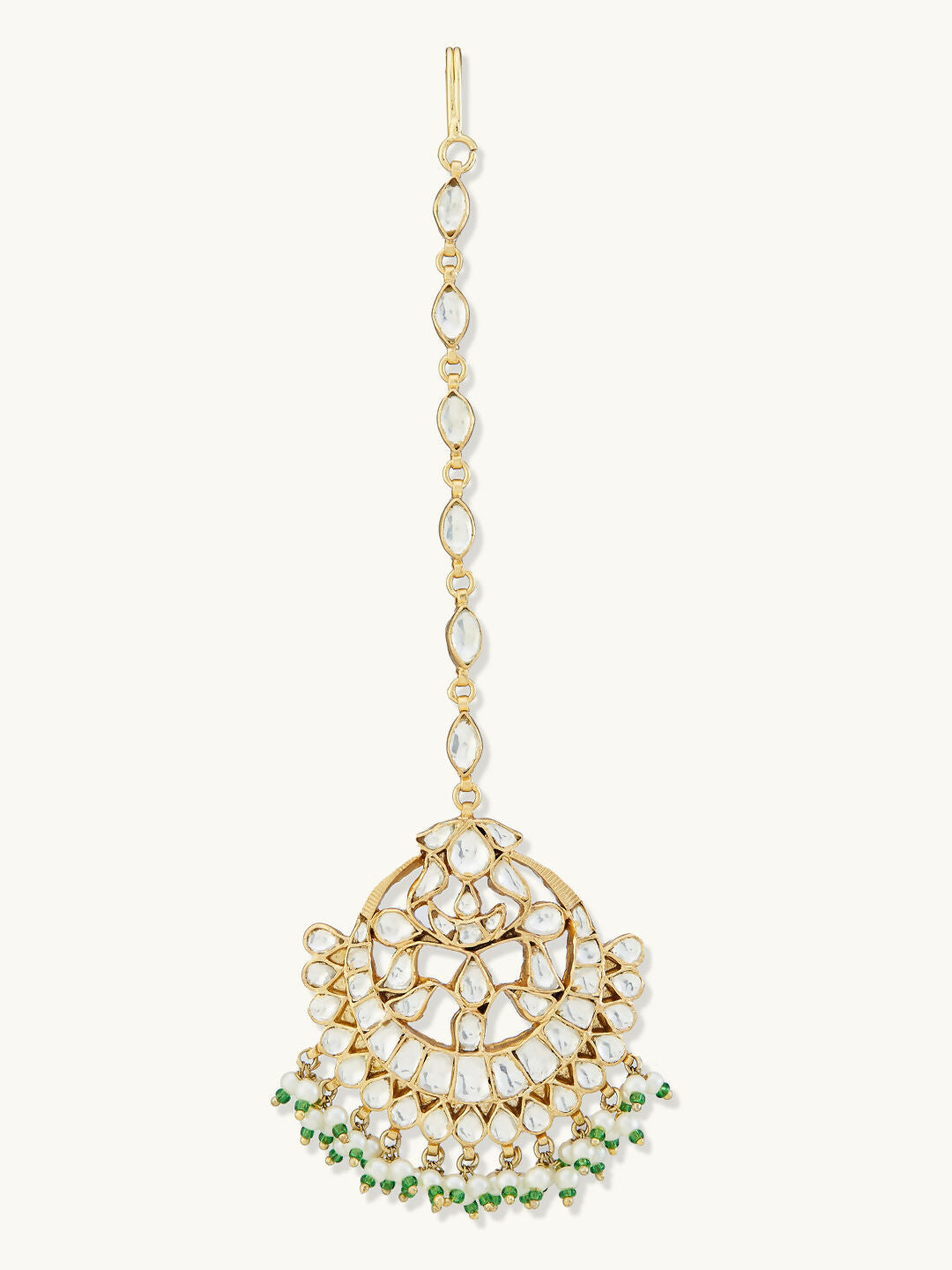 Nuyug 22K Gold-Plated Crystal & Pearl Studded Matha Patti